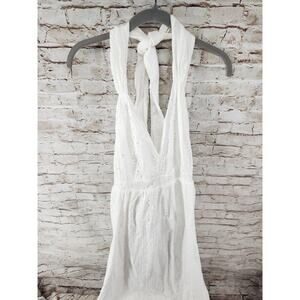 Holiday Dress Size Large Crochet Style Halter Straps White NEW